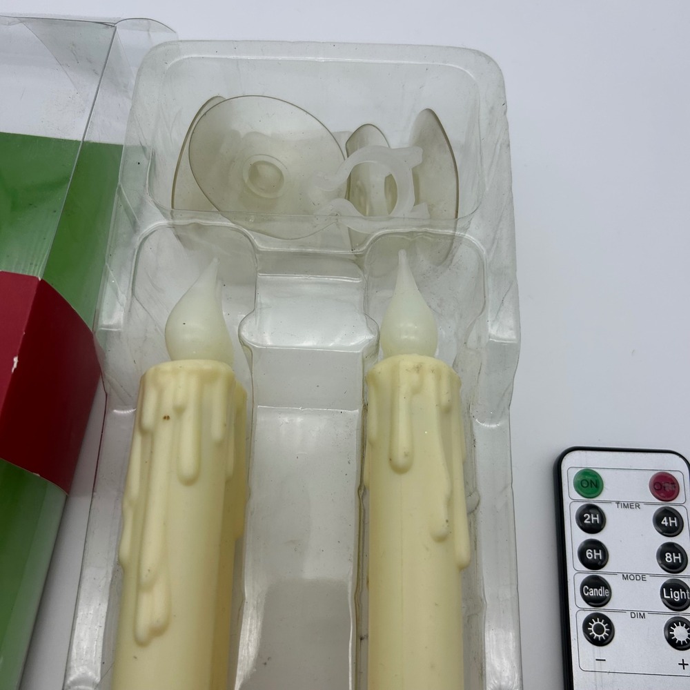 Pier 1 Imports Flameless LED Taper Candles with Remote Timer Cream Set of 4 - Picture 3 of 9